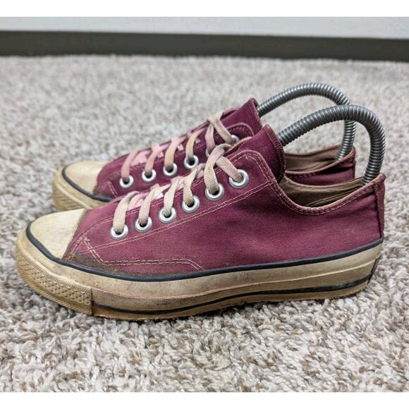 Vintage Converse Chuck Taylor Sneakers Mens 4.5 Maroon 60s 70s Low Top USA Made - Picture 2 of 10